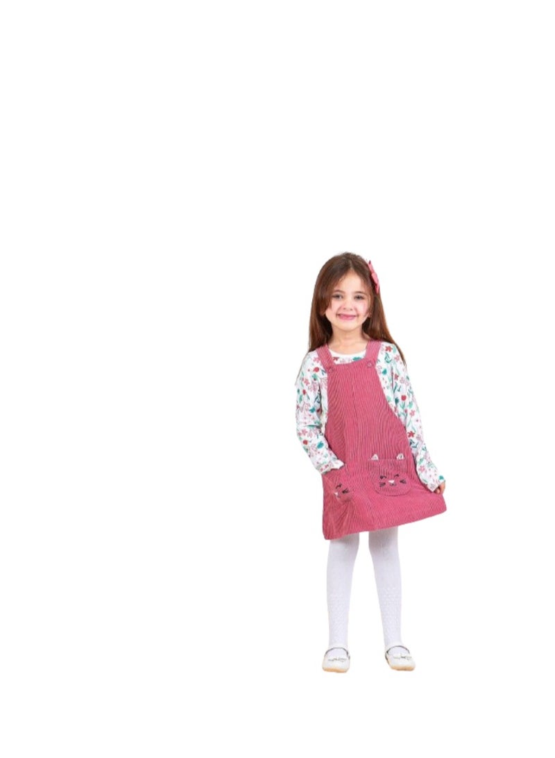 Girls dress, 2 pieces, white T-shirt and cashmere dress