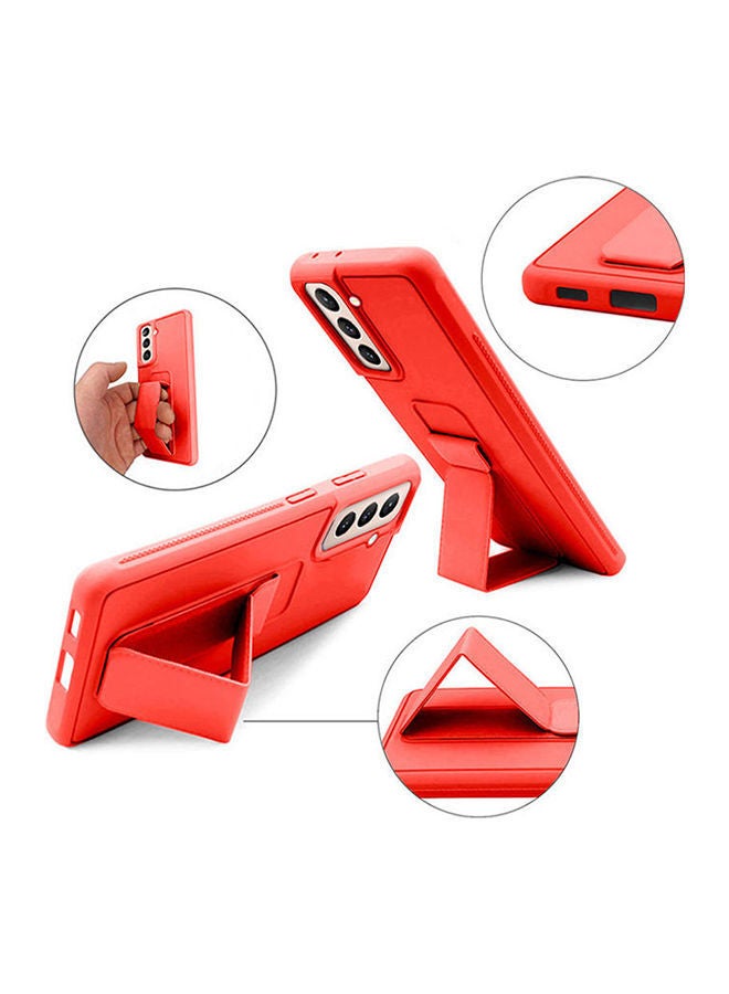 NIBEMINENT Pack Of Ceramic Nano Screen Protector With Silicone Hand Band Grip Cover Case For Samsung Galaxy S21 5G 6.2inch Red/Clear - Image 4