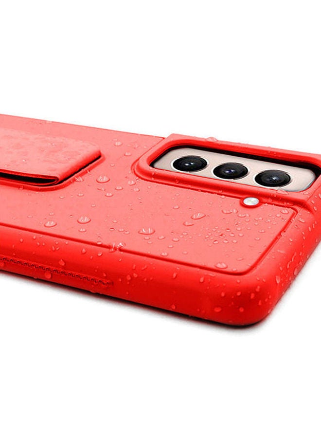 NIBEMINENT Pack Of Ceramic Nano Screen Protector With Silicone Hand Band Grip Cover Case For Samsung Galaxy S21 5G 6.2inch Red/Clear - Image 5