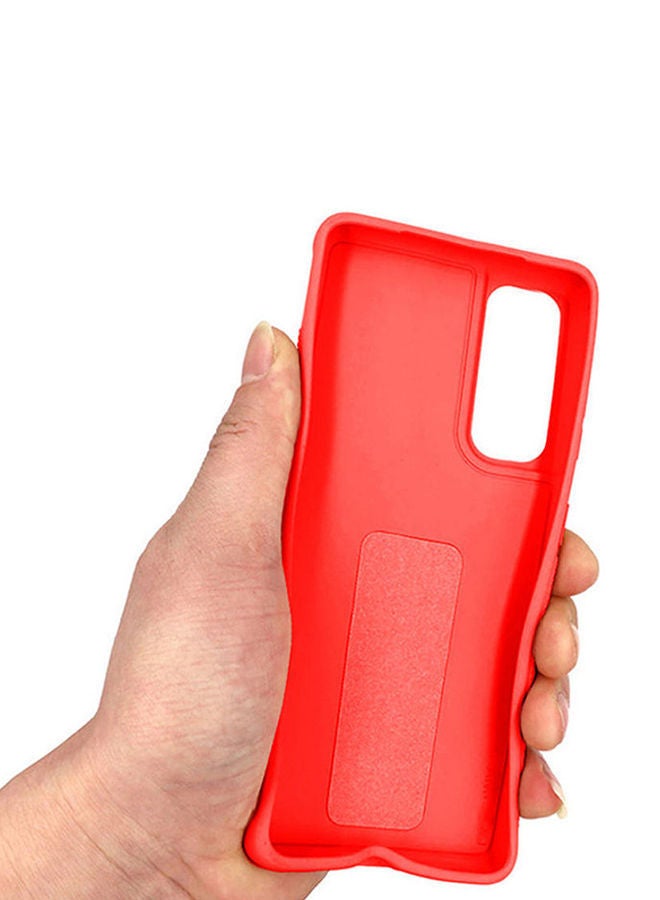 NIBEMINENT Pack Of Ceramic Nano Screen Protector With Silicone Hand Band Grip Cover Case For Samsung Galaxy S21 5G 6.2inch Red/Clear - Image 3