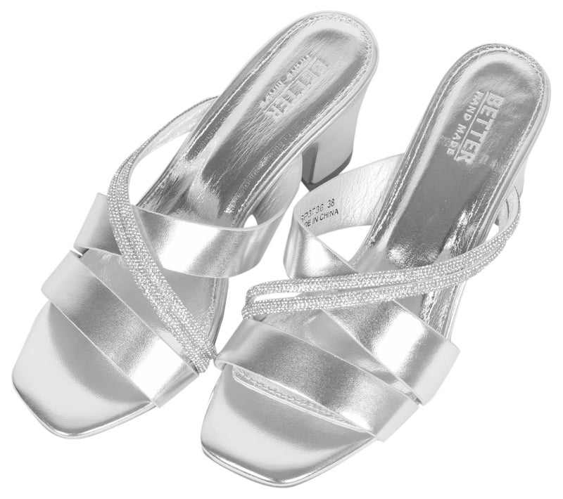 Better Ladies Heel Sandal Silver - Image 1