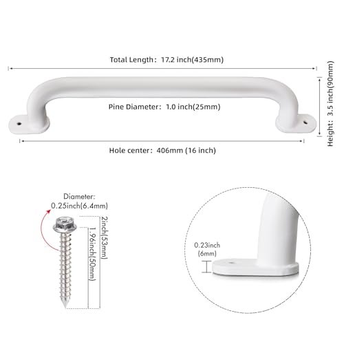 Purife 17 Inch Pack of 6 White Metal Playground Safety Handles - Playset Grab Handles, Swing Sets Hand Grips Grab Rail, Kids Monkey Bar for Indoor Playroom - Image 3