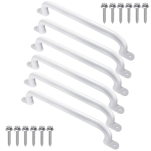 Purife 17 Inch Pack of 6 White Metal Playground Safety Handles - Playset Grab Handles, Swing Sets Hand Grips Grab Rail, Kids Monkey Bar for Indoor Playroom - Image 1