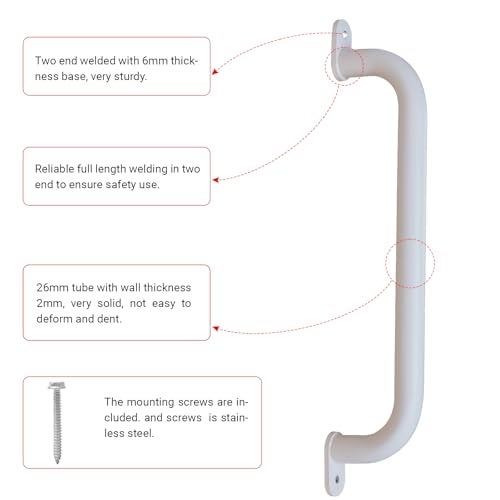 Purife 17 Inch Pack of 6 White Metal Playground Safety Handles - Playset Grab Handles, Swing Sets Hand Grips Grab Rail, Kids Monkey Bar for Indoor Playroom - Image 4