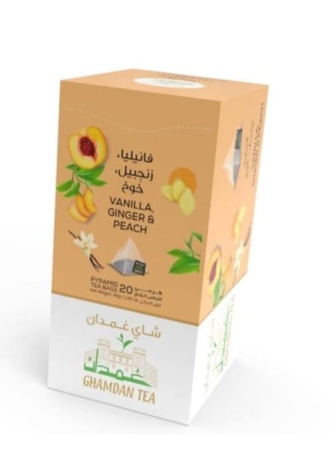 شاي غمدان فانيليا ، زنجبيل ، خوخ