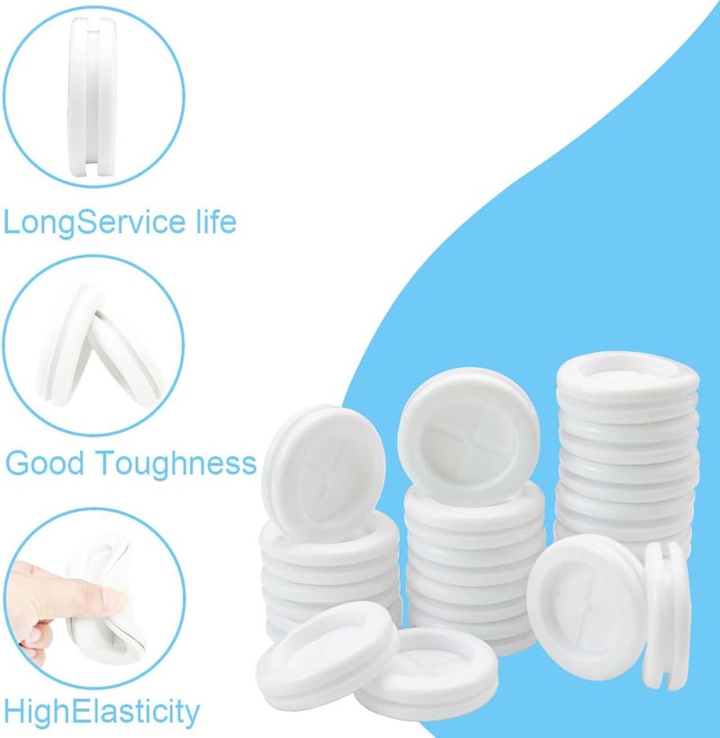 EASYEAH Store 1 Inch (25mm) Rubber Grommets for Wiring, 3/4" ID Double-Sided Rubber Plugs for Round Holes, Firewall Grommet Automotive, Wire Cable Protection for Metal Electric Box, 20 Pcs 20x25 mm, White - Image 2