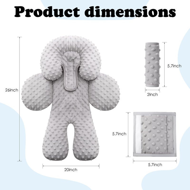 Pro Goleem Infant Car Seat Head Neck Body Support, Ultra-Soft Minky and Microfiber Newborn Car Seat Strap Pads, Perfect for CarSeat, Stroller, 2-in-1 Reversible, for Boys and Girls, Gray - Image 5