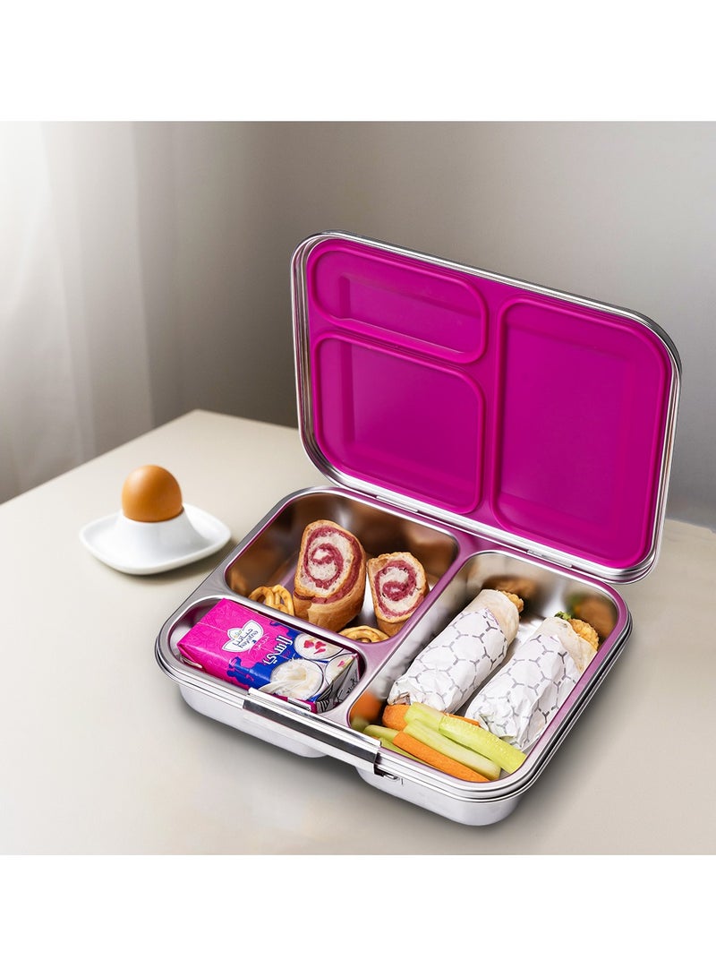 Eazy Kids 3 Compartment Bento Steel Lunch Box - Pink - Image 3