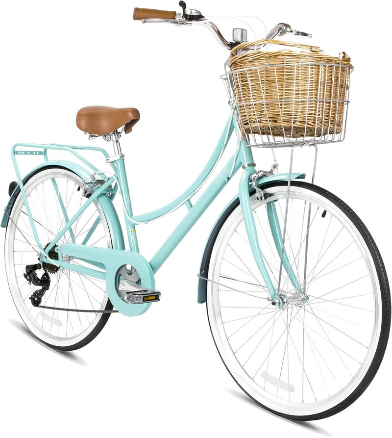 Spartan Platinum 24-Inch City Bike | 24-Inch Wheel Size | Adjustbale Seat | With Basket And Carrier| Turquoise Color - Image 1