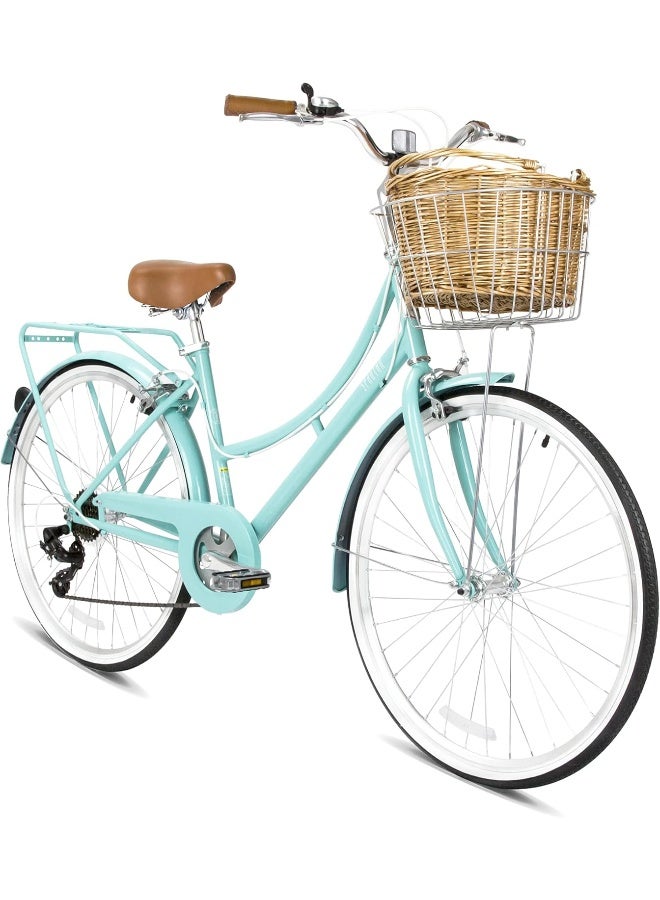 Spartan Platinum 24-Inch City Bike | 24-Inch Wheel Size | Adjustbale Seat | With Basket And Carrier| Turquoise Color - Image 1