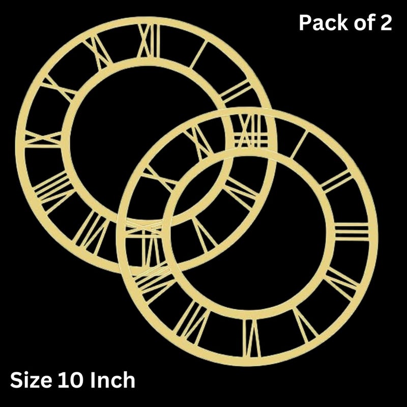 Snoogg SNOOGG 10 Inch Gold Classic Acrylic Clock Face Roman Ring for Resin, Crafts, DIY, Round Mirror Acrylic Clock Dial Plate with Roman Numerals, Resin Accessories Pack of 2  - Image 2