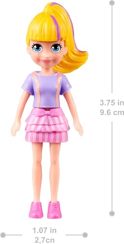 Polly Pocket دمية بولي بوكيت مع زي عصري إصدار 2018 يبلغ ارتفاعها حوالي 3.5 بوصة (1 دمية) - Image 3