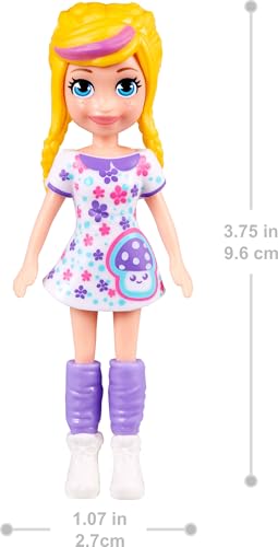 Polly Pocket دمية بولي بوكيت مع زي عصري إصدار 2018 يبلغ ارتفاعها حوالي 3.5 بوصة (1 دمية) - Image 2