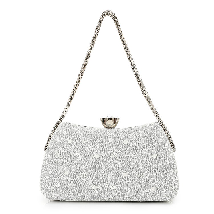 Mr.joe Mr Joe Elegant Silver Clutch Bag with Chain Strap -4157 - Image 2