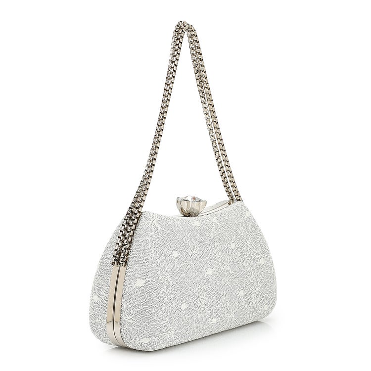 Mr.joe Mr Joe Elegant Silver Clutch Bag with Chain Strap -4157 - Image 3
