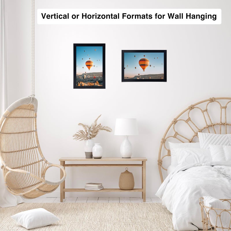 JCJMY 8x12 Picture Frame Black for Wall Hanging or Tabletop, Wall Mounting Horizontally or Vertically, 8 x 12 Wall Gallery Poster Photo Frame with Shatter Resistant Plexiglass, Black - Image 5