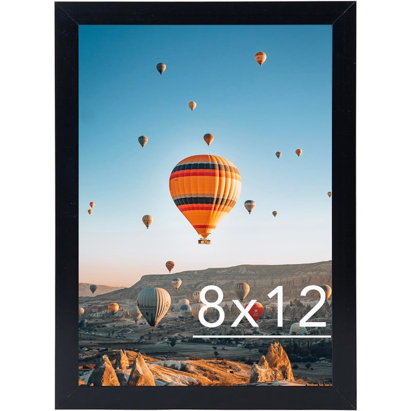 JCJMY 8x12 Picture Frame Black for Wall Hanging or Tabletop, Wall Mounting Horizontally or Vertically, 8 x 12 Wall Gallery Poster Photo Frame with Shatter Resistant Plexiglass, Black - Image 1