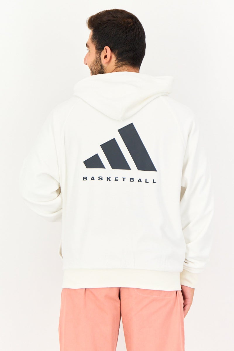 Adidas Men Sportswear Fit Long Sleeve Outdoor Hoodie, White - Image 4
