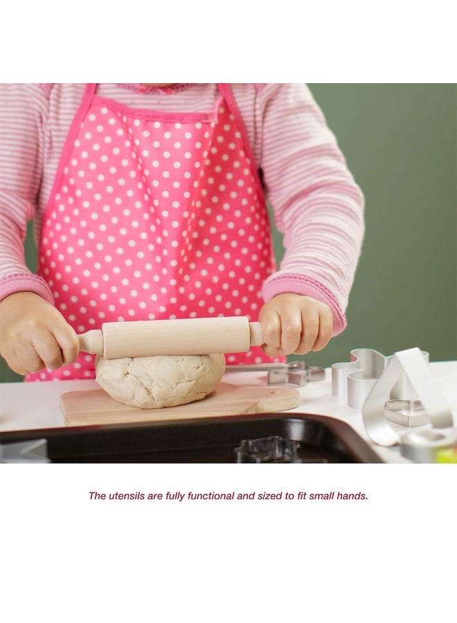 JAYATO 26-Piece Polka Dot Kids Kitchen Cooking Play With Apron And Chef Hat Set Kitchen Toy Set for Kid, Cooking Pretend Play Kitchen Set Costume Dress Up Chef Outfit （The color of the accessories is random） - Image 4