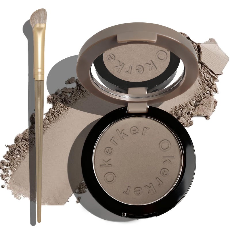 Okerker Cool Toned Contour Palette with Mirror, Taupe Grey Contour Powder for Fair Pale Light Cool Toned Skin,Neutralizes Redness, No Orange, Nose Contouring Bronzer Powder with Nose Contour Brush - Image 1