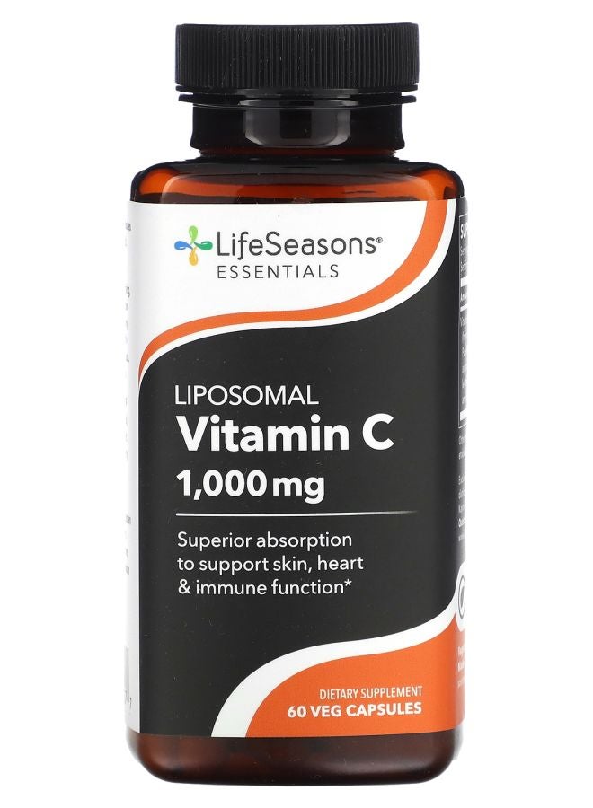 LifeSeasons Liposomal Vitamin C 1000 mg 60 Veg Capsules (500 mg per Capsule)