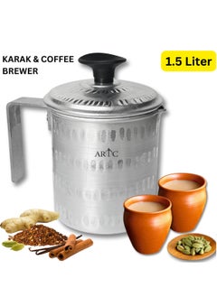 ARTC ARTC Heavy Duty Thick Aluminum Arabic Coffee Brewer and Tandoori Tea and Fountain Karak Making Kettle For Camping, Silver  - Image 4