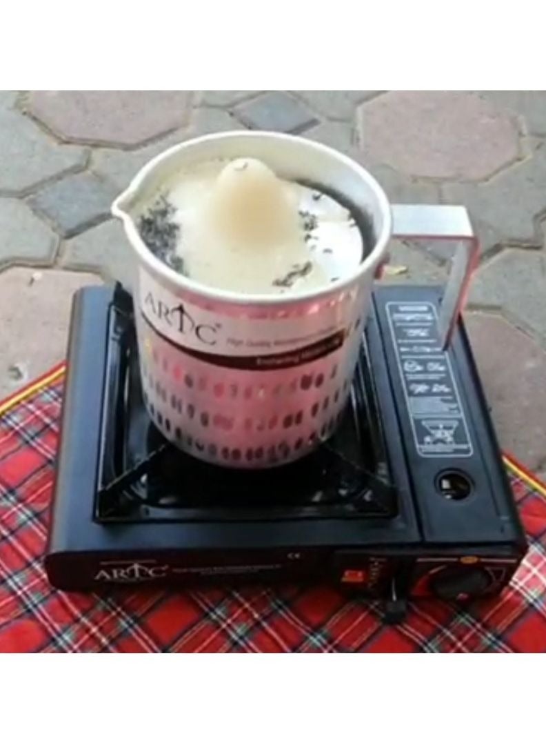 اي ار تي سي غلاية قهوة عربية سميكة من الألومنيوم السميك من ARTC وأباريق قهوة تندوري وشاي ونافورة كرك للتخييم ، فضي - Image 3