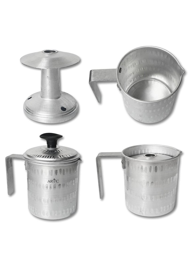 اي ار تي سي غلاية قهوة عربية سميكة من الألومنيوم السميك من ARTC وأباريق قهوة تندوري وشاي ونافورة كرك للتخييم ، فضي - Image 4