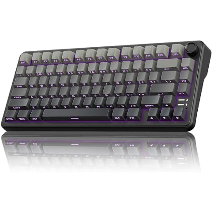 rayihni K75 WIRELESS MECHANICAL GAMING KEYBOARD, 75% HOT SWAPPABLE CREAMY KEYBOARD WITH KNOB, RGB BACKLIT, PRE-LUBED LINEAR SWITCHES, SIDE PRINTED PBT KEYCAPS, WIRELESS/WIRED/BT5.0 CONNECTION MODE - Image 1