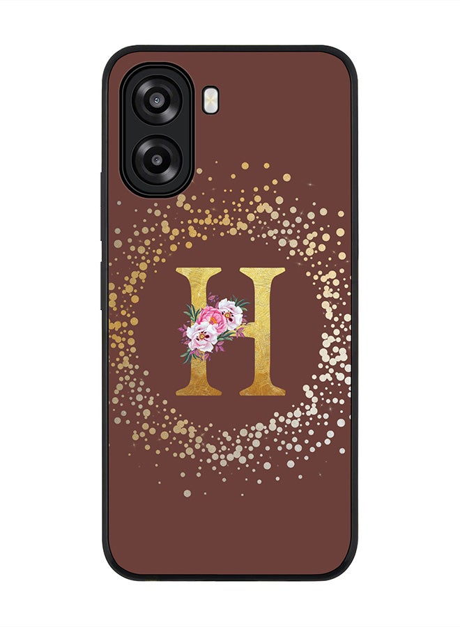 Stylizedd For Oppo A6x 5G / A6x 4G Case,Slim fit Camera Protection, Shockproof Thin Phone cover  - Custom Monogram Floral - H  (Brown ) - Image 1