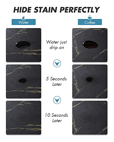AMOAMI Coffee Mat - Hide Stain Rubber Backed Absorbent Dish Drying Mat for Kitchen Counter - Black & Gold - Image 2