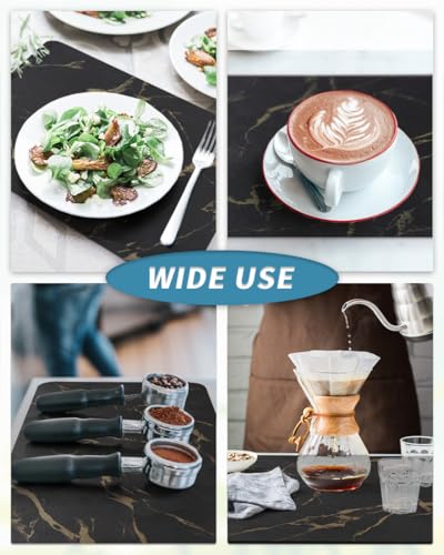 AMOAMI Coffee Mat - Hide Stain Rubber Backed Absorbent Dish Drying Mat for Kitchen Counter - Black & Gold - Image 5