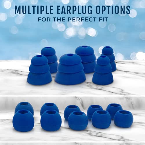 H2O Audio Surge+ 100% Waterproof Headphones - Noise Canceling, Sweatproof, IPX8 Swim Earbuds with Bass Boost, Multiple Earplug Sets, for Swimming, Running & Underwater Activities - Black/Blue - Image 5