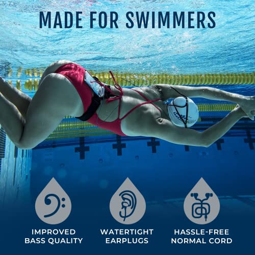 H2O Audio Surge+ 100% Waterproof Headphones - Noise Canceling, Sweatproof, IPX8 Swim Earbuds with Bass Boost, Multiple Earplug Sets, for Swimming, Running & Underwater Activities - Black/Blue - Image 2