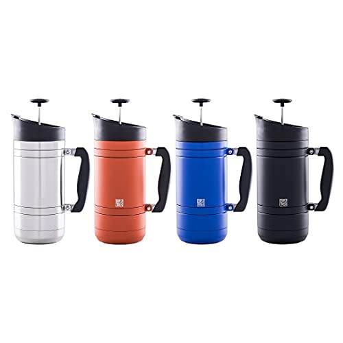 BruTrek BaseCamp Coffee Press - Double Wall Insulated Stainless Steel - Bru-Stop Technology, No Grounds in Coffee, No Spill Lid (Red Rock, 48 fl.oz) - Image 4