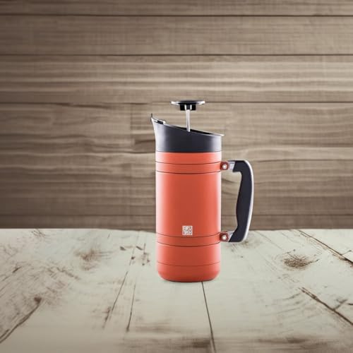 BruTrek BaseCamp Coffee Press - Double Wall Insulated Stainless Steel - Bru-Stop Technology, No Grounds in Coffee, No Spill Lid (Red Rock, 48 fl.oz) - Image 5