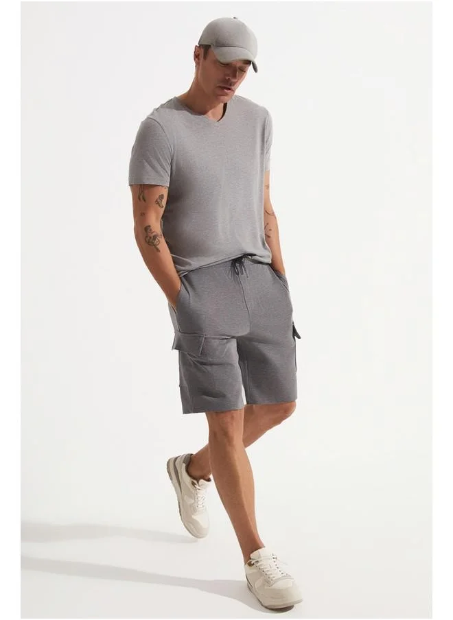 JUNE June Men Regular Fit Cargo Pocket Short Grey