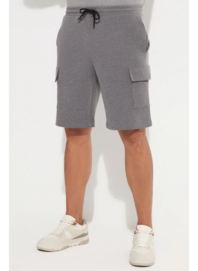 JUNE June Men Regular Fit Cargo Pocket Short Grey