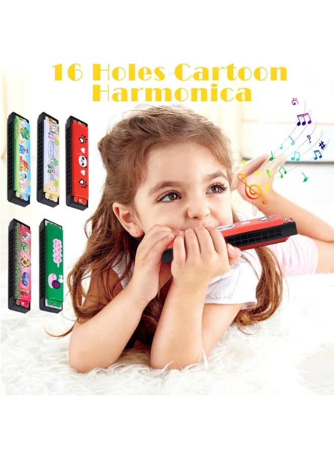 KOWVOWZ 12 PCS Harmonica for Kids, Harmonica Toy with Double Row of 16 Holes, Cute Cartoon Printed Mouth Organ, Party Favors, Bags Fillers, Birthday Gifts and Prize for Beginner Kids - Image 4