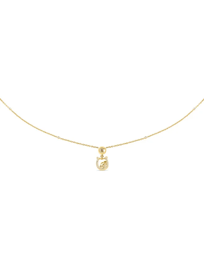 CERRUTI 1881 Camilla Gold-Plated Necklace, Horseshoe Pendant with CRR Logo and Crystal Accents, Modern Elegance with Filigree Detailing