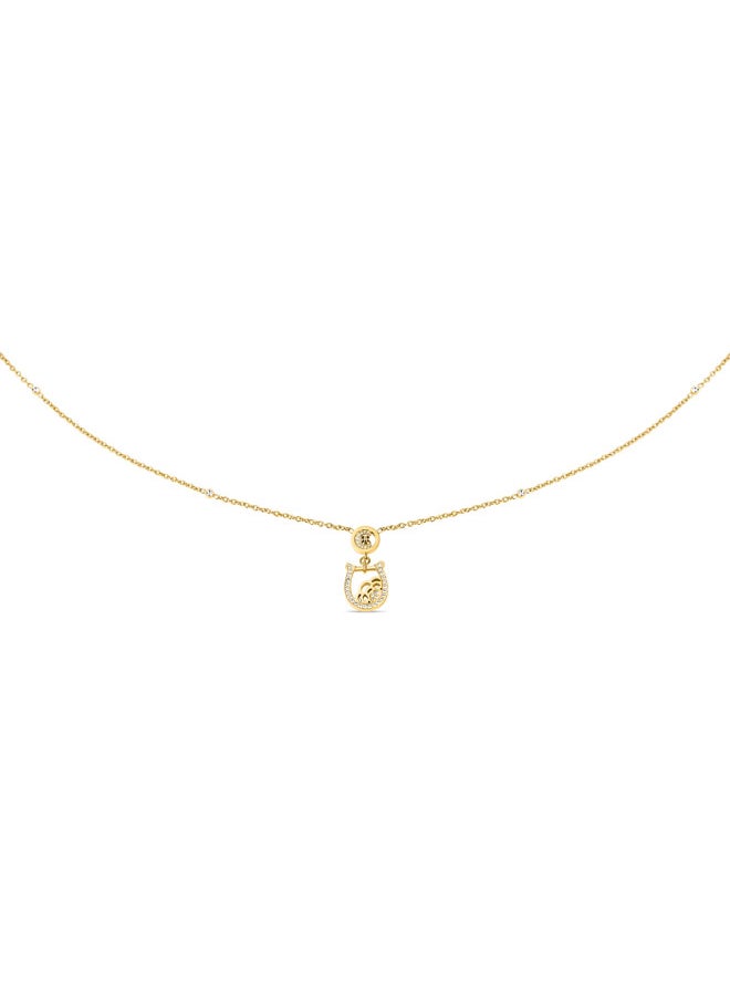 CERRUTI 1881 Camilla Gold-Plated Necklace, Horseshoe Pendant with CRR Logo and Crystal Accents, Modern Elegance with Filigree Detailing  - Image 1