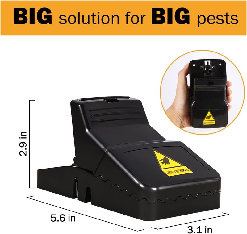 Feeke Rat Trap, Large Mouse Traps, Mouse Traps Indoor for Home, Instant Kill Traps for Mouse Rat Chipmunk, Quick Set Up and Reusable - 6 Pack, Black - Image 3