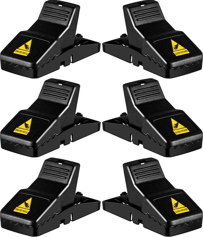Feeke Rat Trap, Large Mouse Traps, Mouse Traps Indoor for Home, Instant Kill Traps for Mouse Rat Chipmunk, Quick Set Up and Reusable - 6 Pack, Black - Image 1