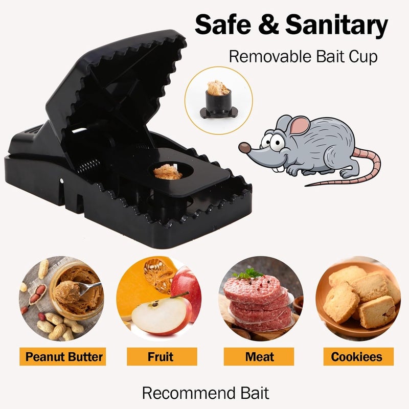 Feeke Rat Trap, Large Mouse Traps, Mouse Traps Indoor for Home, Instant Kill Traps for Mouse Rat Chipmunk, Quick Set Up and Reusable - 6 Pack, Black - Image 5