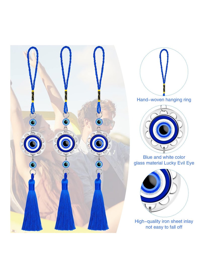 SYOSI Lucky Evil Eye Car Hanging Ornament, Eye Hanging Tassel Ornament, Blue Resin Evil Eye Beads Charm Pendant, Blue Eyes Tassel Rear View Mirror Hanging Accessories for Protection Car Home 12PCS  - Image 4