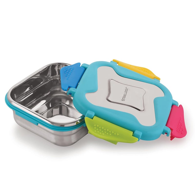 STEELLOCK Smart Stainless Steel Tiffin Lunch Box for Kids and Adults Airtight Leakproof Square Tiffin Box for School Office with Steel Lid Romeo 250 ml 2 pc - Image 2
