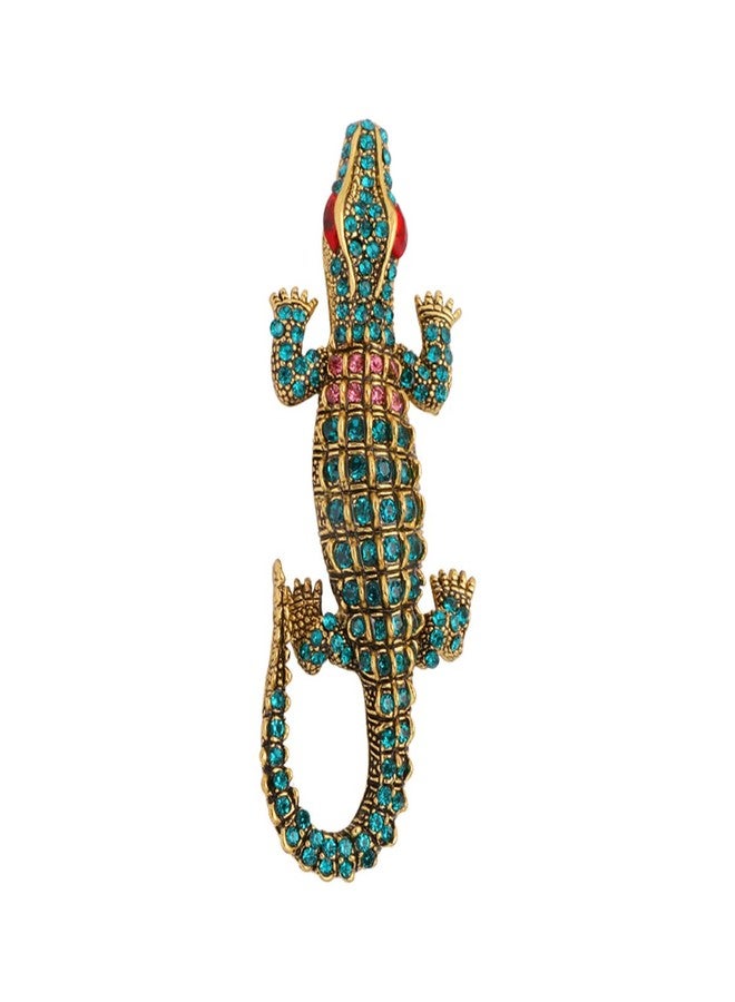 FUTIMELY Premium Crocodile Brooch Colourful Crystal Rhinestone Crocodile Alligator Brooch Pin Personality Animal Lapel Backpack Badge Hat Bag Decoration Accessories for Men and Women (Green1) - Image 1