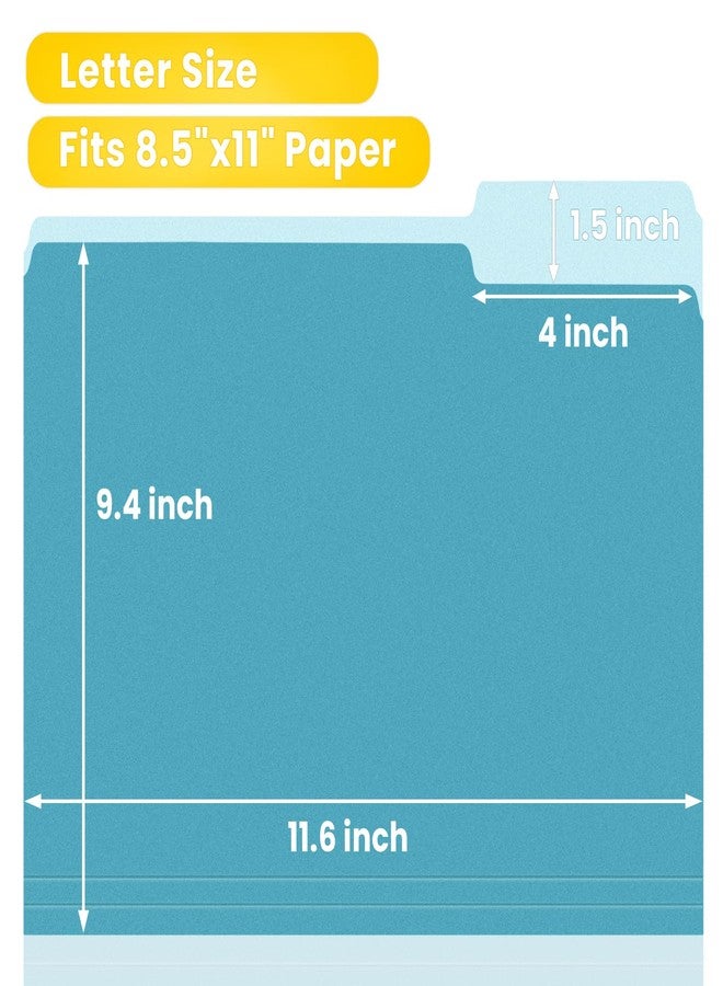 SUNEE File Folders Letter Size Retro Colors, 100 Pack Folders for Documents 1/3-Cut Tabs, Colored File Folders Office Home School for Documents Files Paper - Image 2