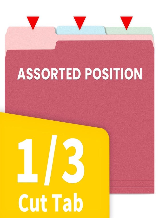 SUNEE File Folders Letter Size Retro Colors, 100 Pack Folders for Documents 1/3-Cut Tabs, Colored File Folders Office Home School for Documents Files Paper - Image 3