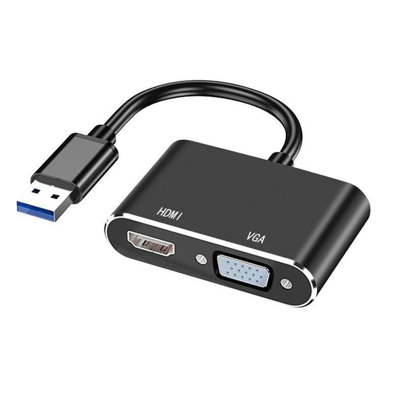 محول USB إلى HDMI+VGA 2 في 1 مع منفذين للإخراج المتزامن للابتوب - Image 2